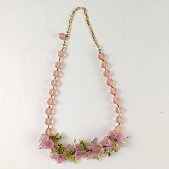 Vintage Jewelry - Vintage 50s Italian Floral Cluster Art Glass Necklace